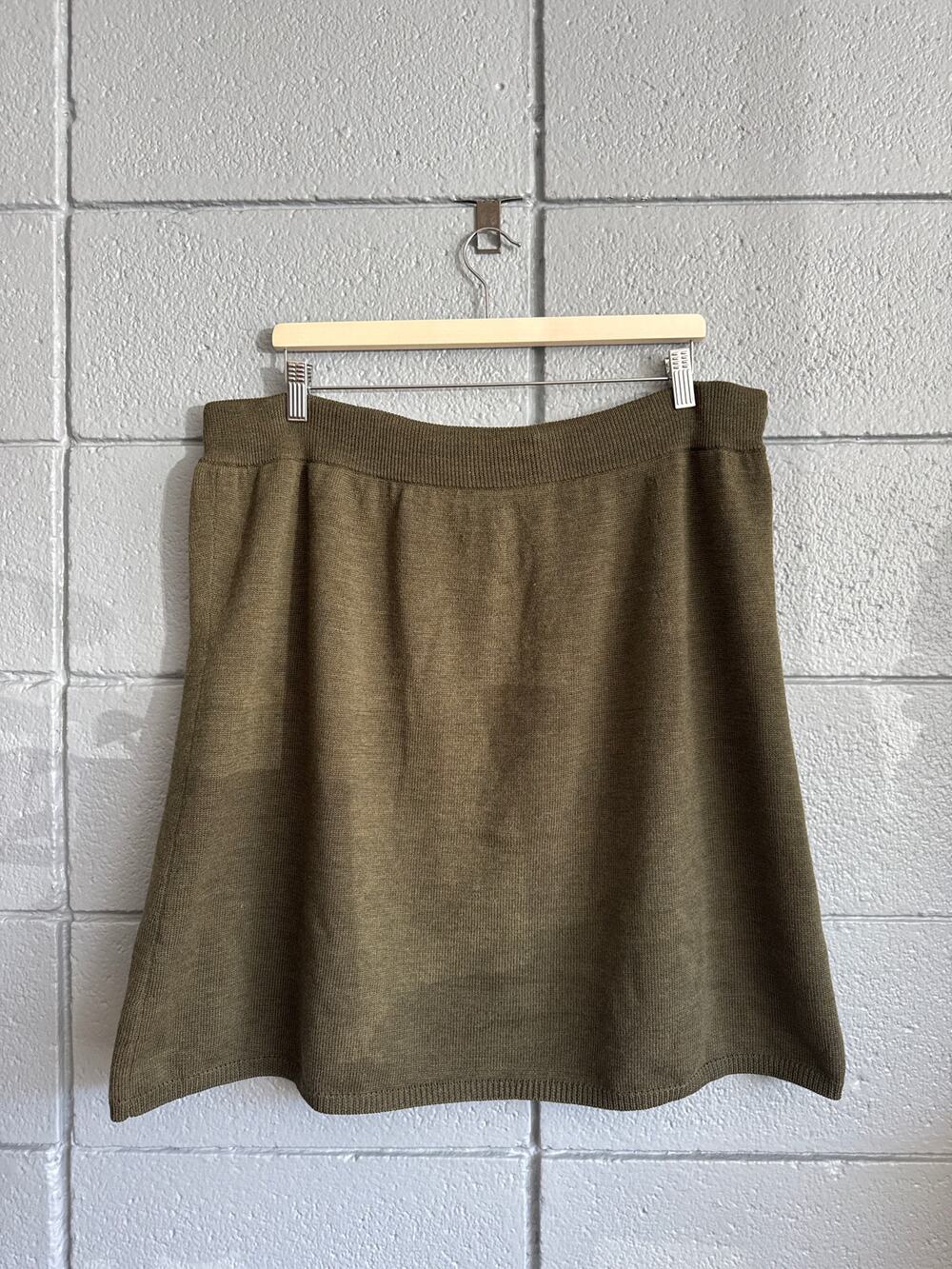 Eileen Fisher Brown 100% Merino Wool Knit Pull On Skirt Size Petite Large PL